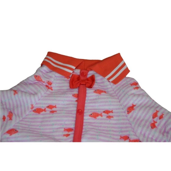 Lovinpet Dog Pajamas Soft Comfy Fleece Pjs Pink & Orange Striped Fish Design Siz - Picture 3 of 4